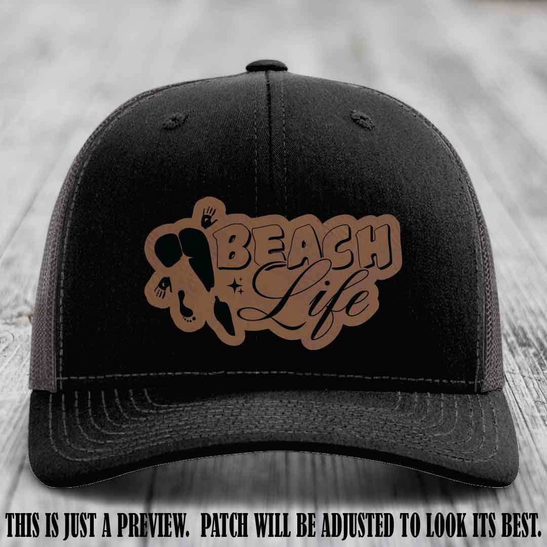 Beach Life ποΈ design Dark Brown to Black on Black to Charcoal Hat Richardson 112 hat