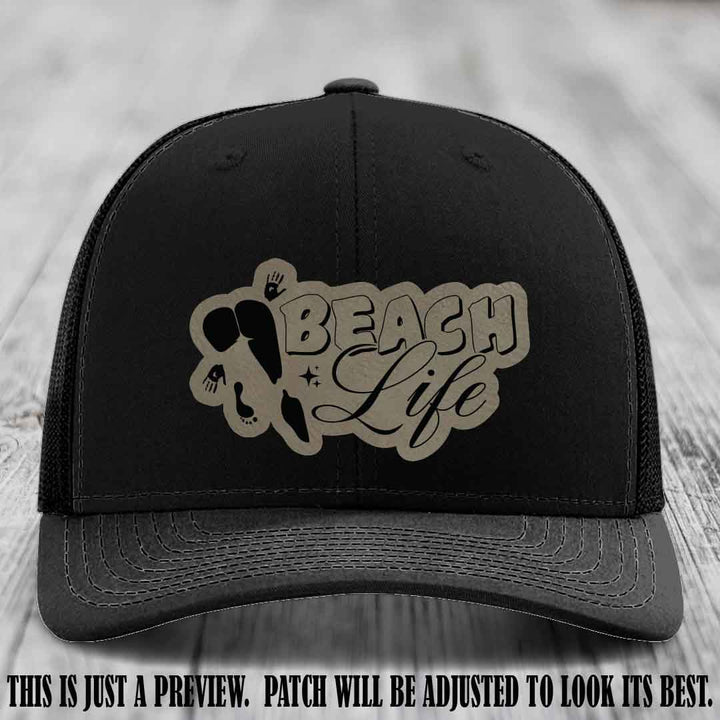 Beach Life ποΈ design Light Brown to Black on Black Hat Richardson 112 hat