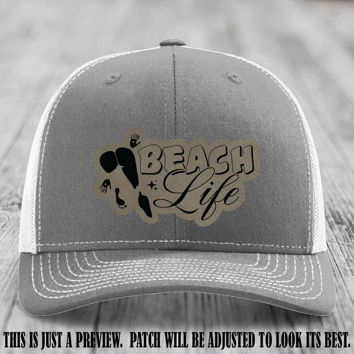 Beach Life ποΈ design Light Brown to Black on Heather Grey to White Hat Richardson 112 hat
