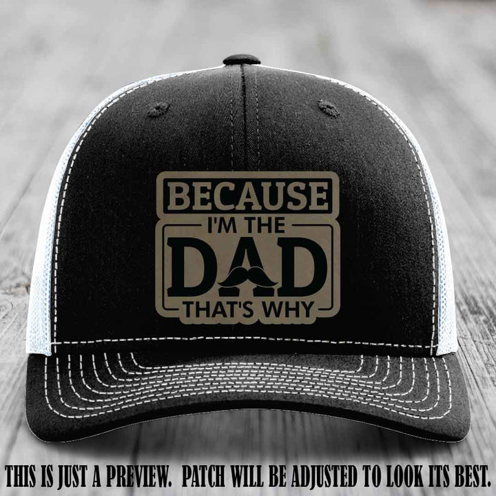 Light Brown to Black patch on Black to White Hat - Dad Leather Patch Hat