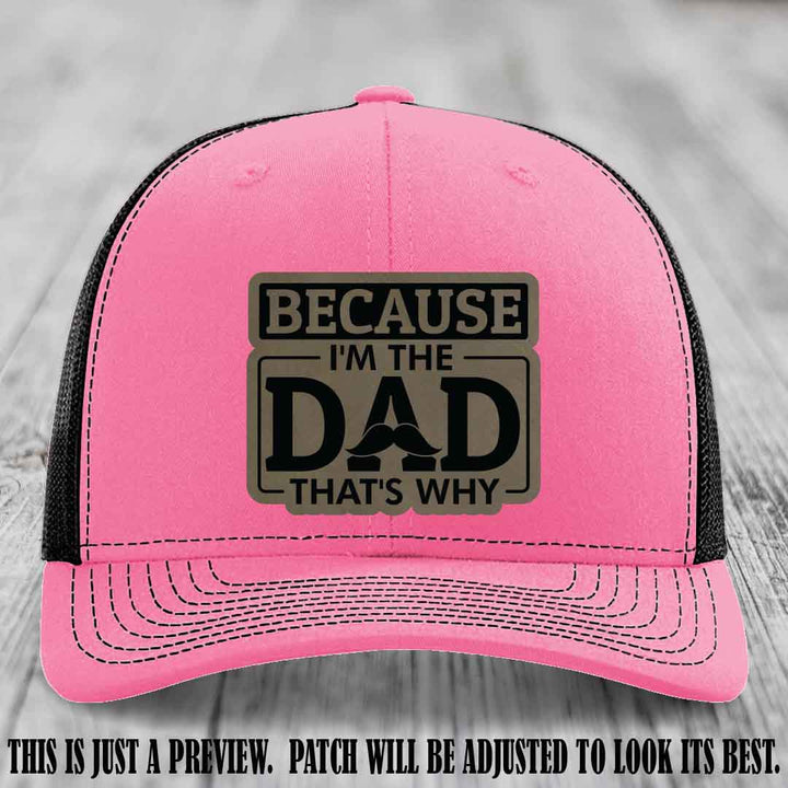 Light Brown to Black patch on Hot Pink to Black Hat - Dad Leather Patch Hat