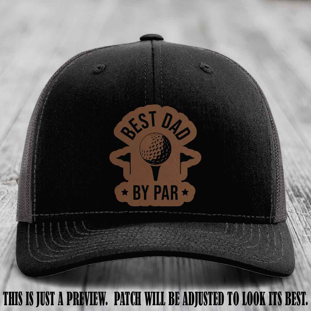 Best Dad By Par ποΈββοΈ Dark Brown to Black Patch on Black to Charcoal Hat - Custom Richardson 112 Hat