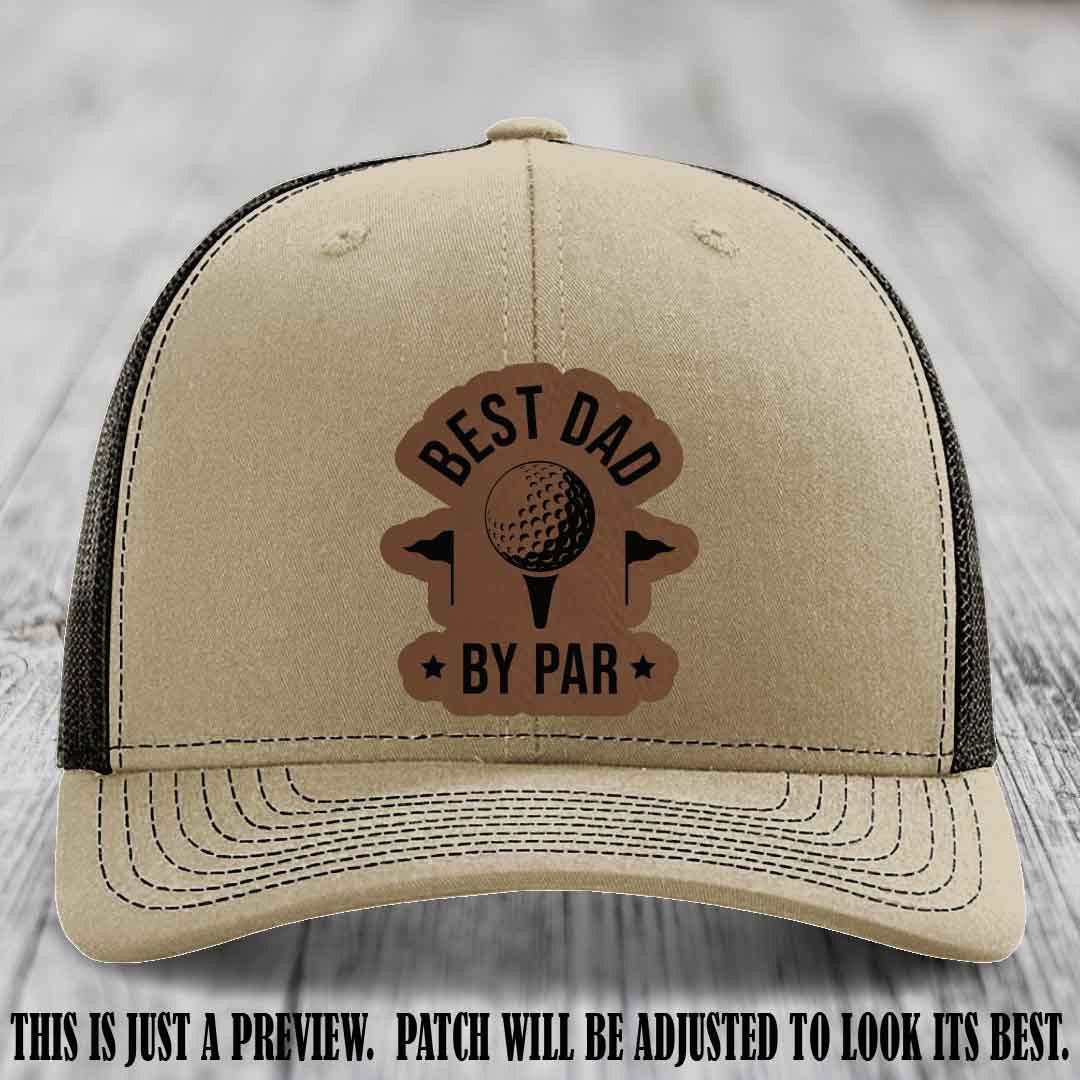 Best Dad By Par ποΈββοΈ Dark Brown to Black Patch on Khaki to Coffee Hat - Custom Richardson 112 Hat