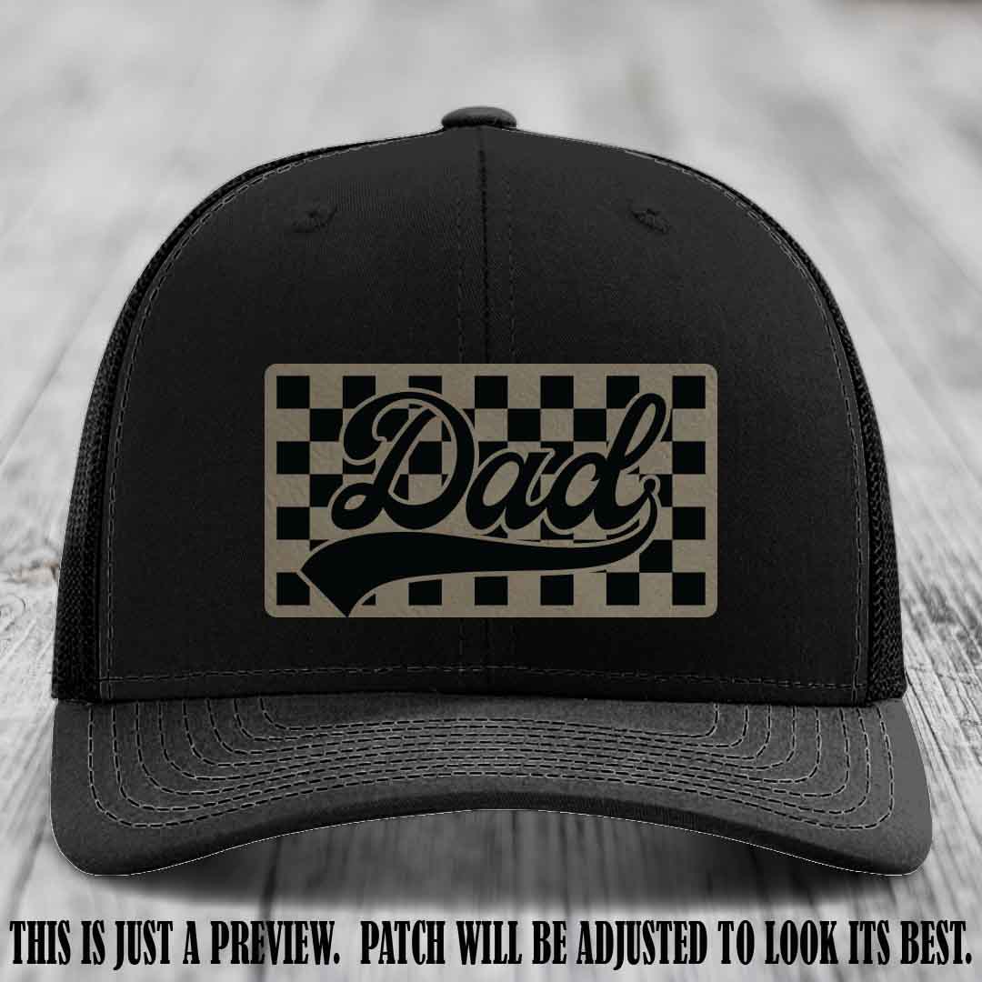 Light Brown to Black Patch on Black Hat Richardson 112 leather patch hat