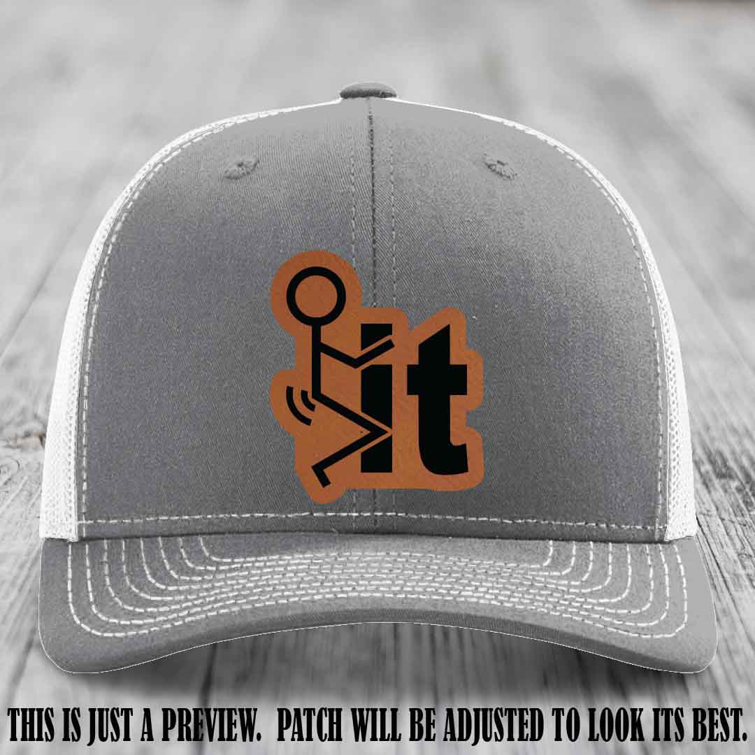 Stick It 😏 rawhide to black patch on heather grey to white hat Richardson 112 leather patch hat