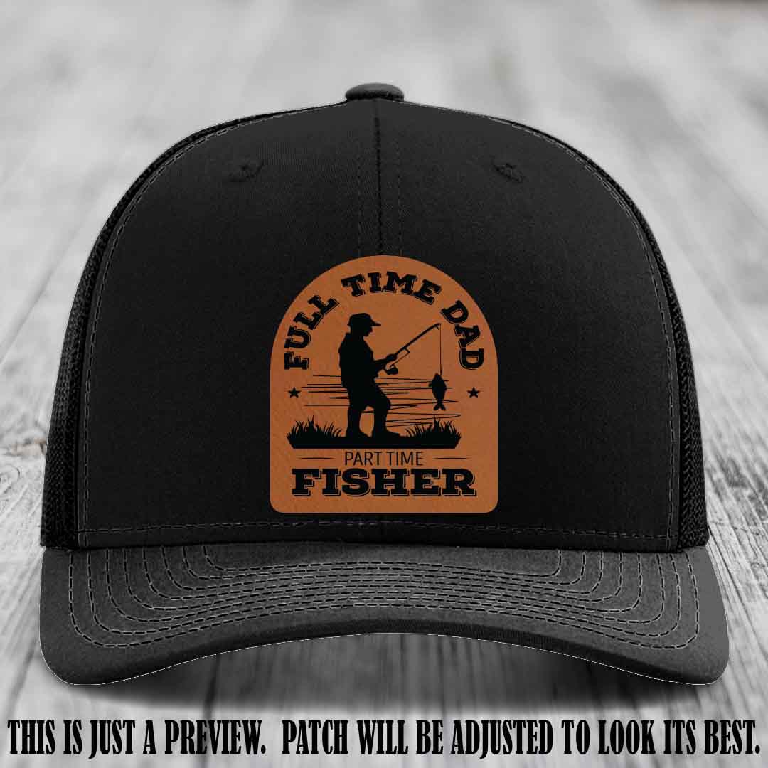 Rawhide to Black Patch on Black Hat - Custom Leather Patch Trucker Hat