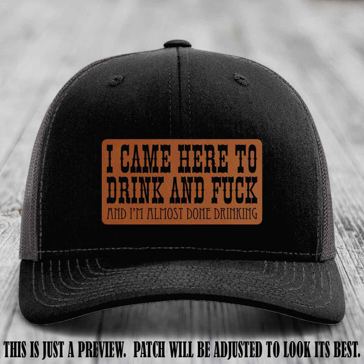 Rawhide to Black Patch on Black to Charcoal Hat - Funny Drink and F*ck Richardson 112 Hat