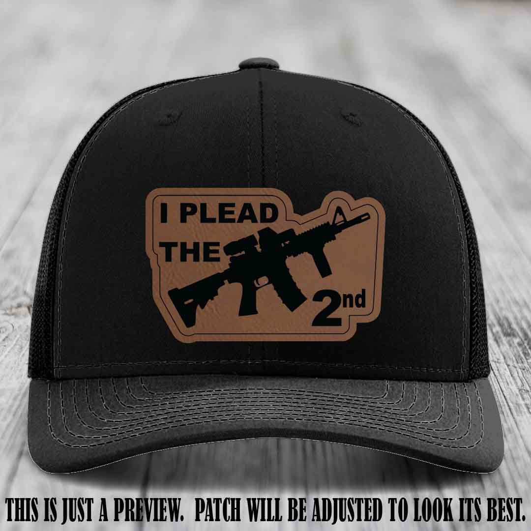 I Plead The 2nd Dark Brown to Black Patch on Black Hat Richardson 112