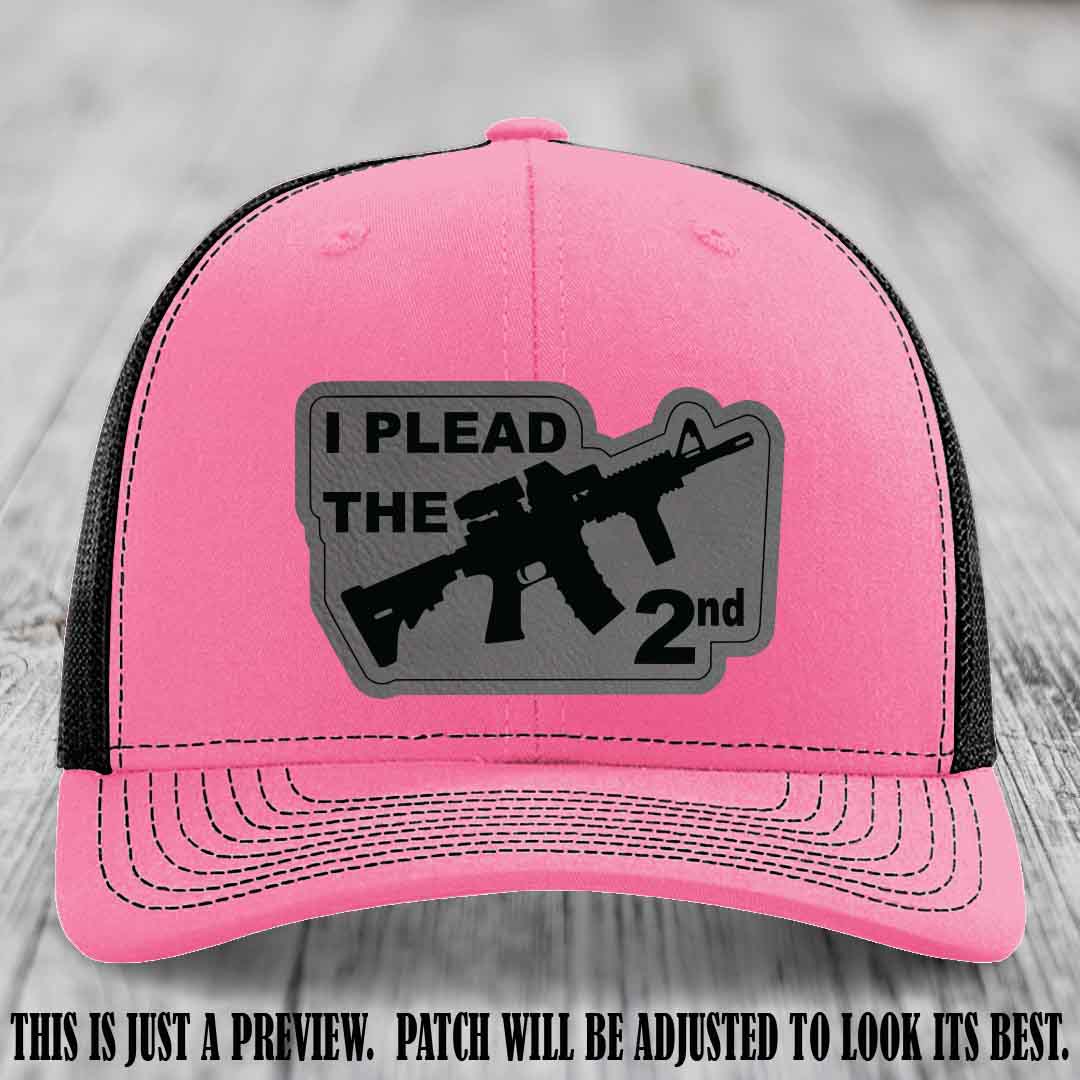 I Plead The 2nd Grey to Black Patch on Hot Pink to Black Hat Richardson 112