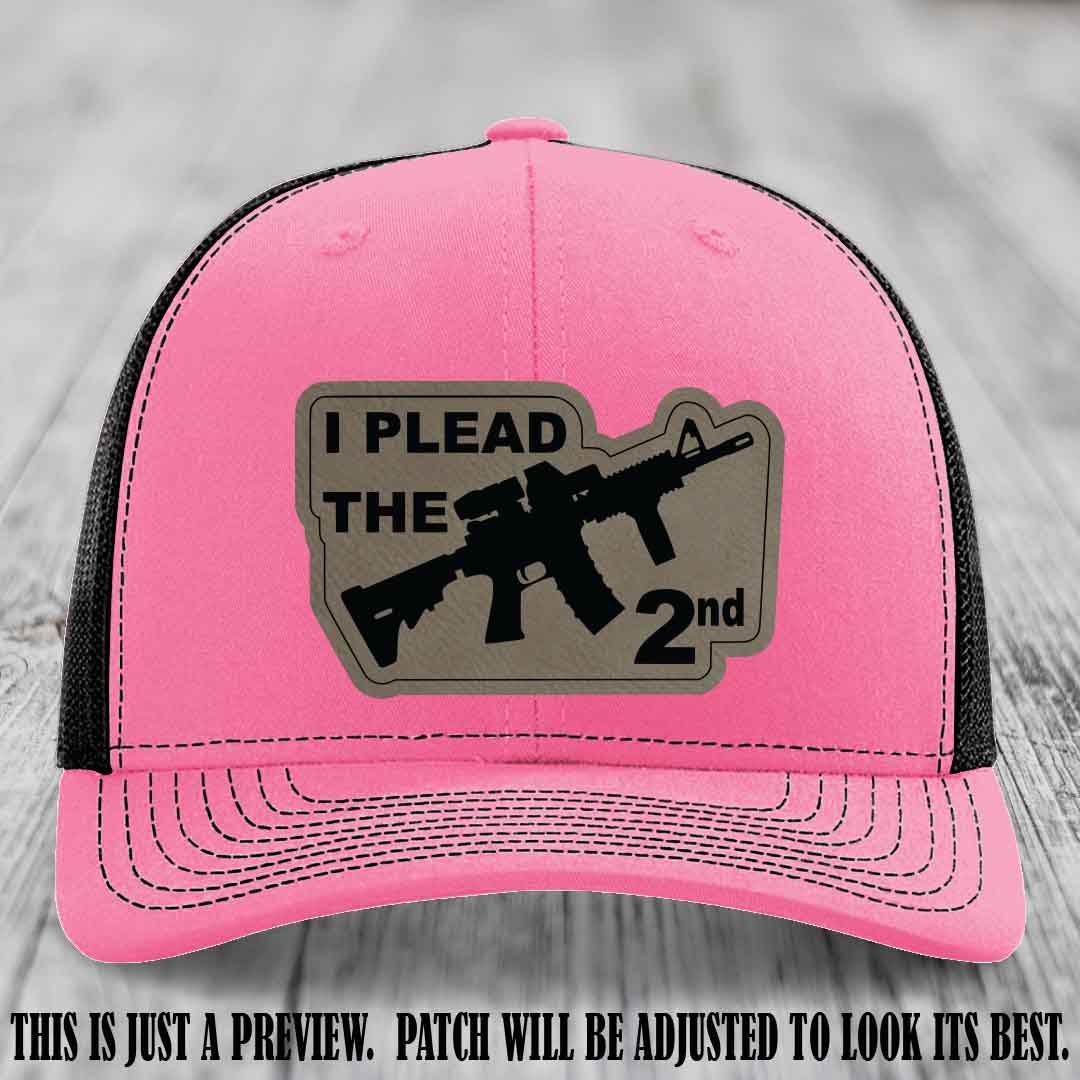 I Plead The 2nd Light Brown to Black Patch on Hot Pink to Black Hat Richardson 112