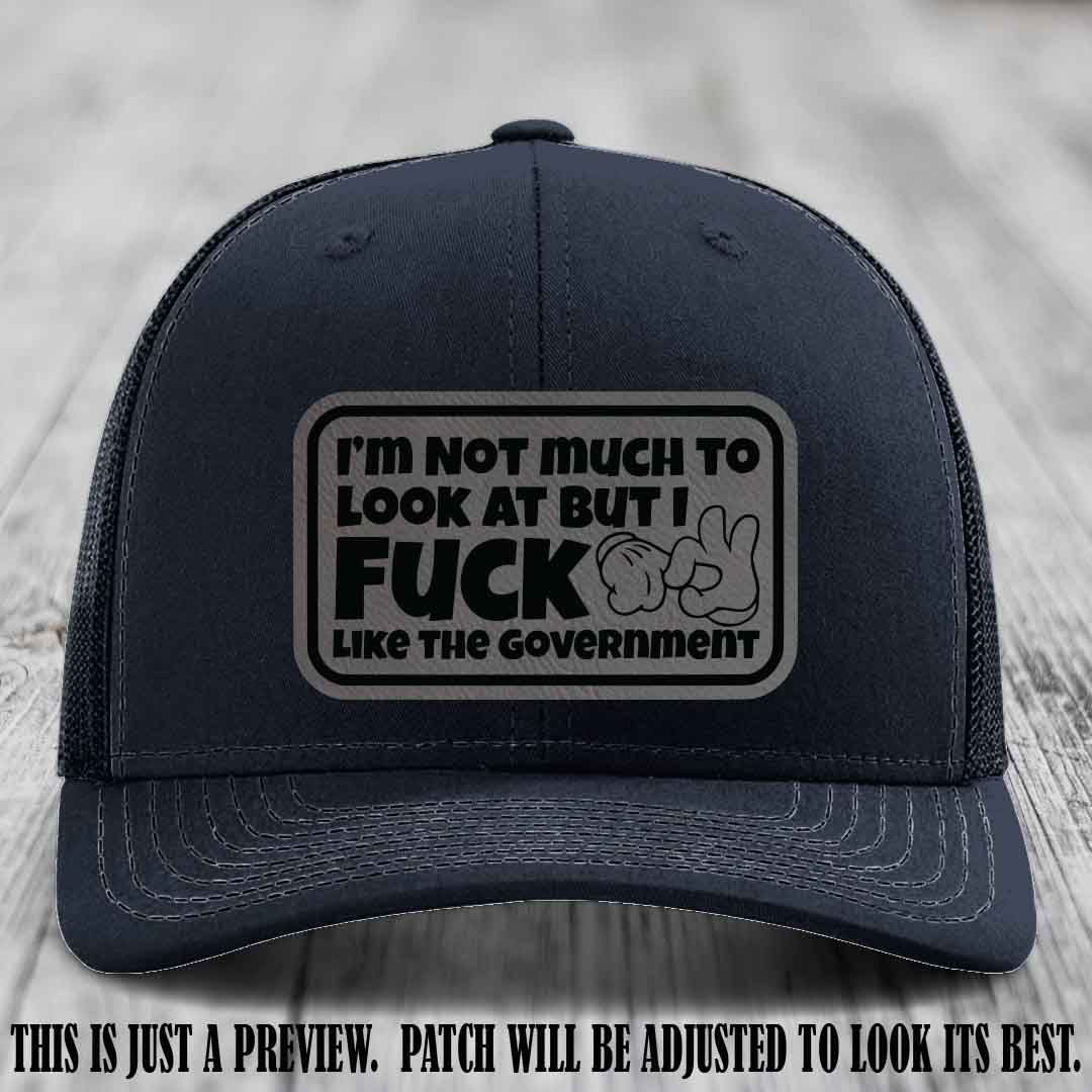 I'm Not Much to Look At Grey to Black Patch on Navy Hat Richardson 112 trucker hat