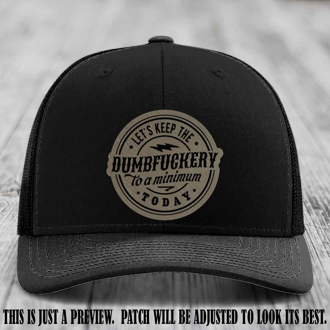 Dumbfuckery Minimum Light Brown to Black Patch on Black Hat