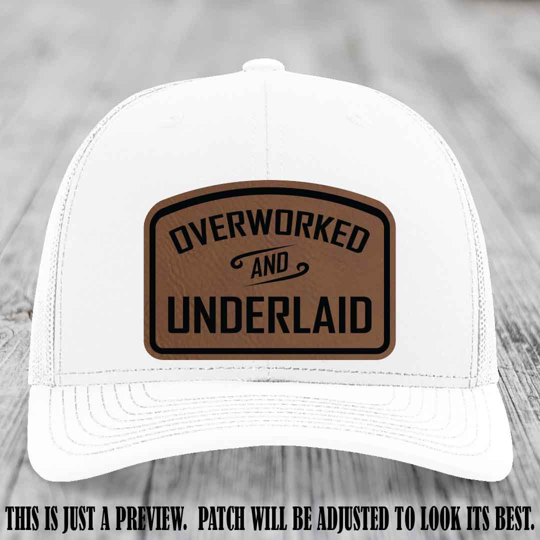 Overworked and Underlaid design Dark Brown to Black Patch on White Hat Richardson 112 Hat