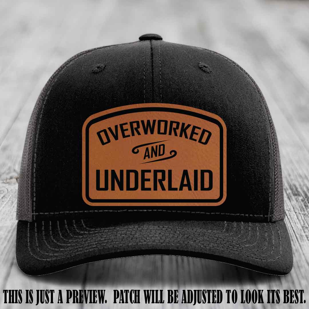 Overworked and Underlaid design Rawhide to Black Patch on Black to Charcoal Hat Richardson 112 Hat