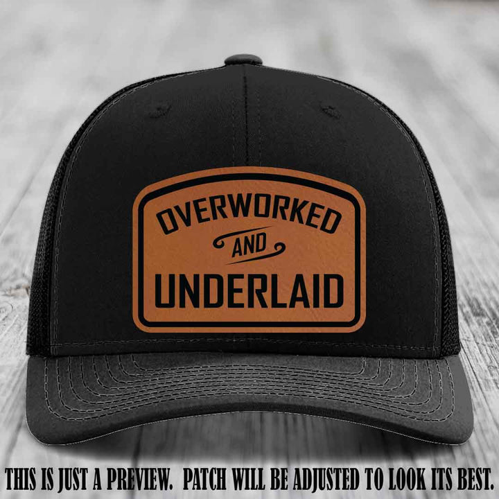 Overworked and Underlaid design Rawhide to Black Patch on Black Hat Richardson 112 Hat