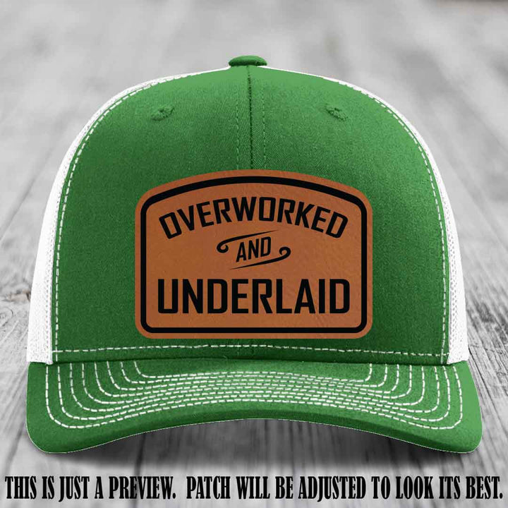 Overworked and Underlaid design Rawhide to Black Patch on Kelly to White Hat Richardson 112 Hat