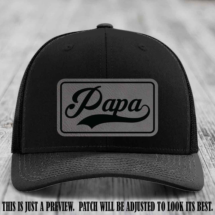 Papa Grey to Black Patch Leather Patch on Black Hat