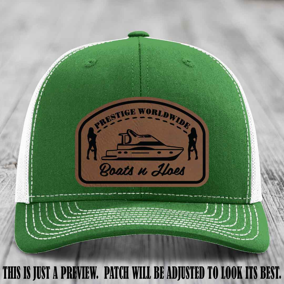Prestige Worldwide Boats n Hoes Dark Brown to Black Patch on Kelly to White Hat