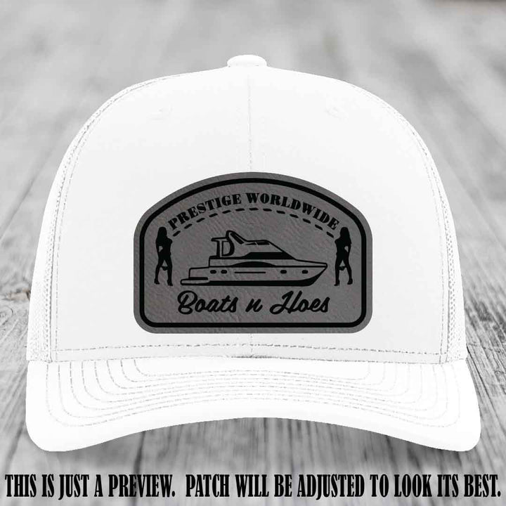 Prestige Worldwide Boats n Hoes Grey to Black Patch on White Hat