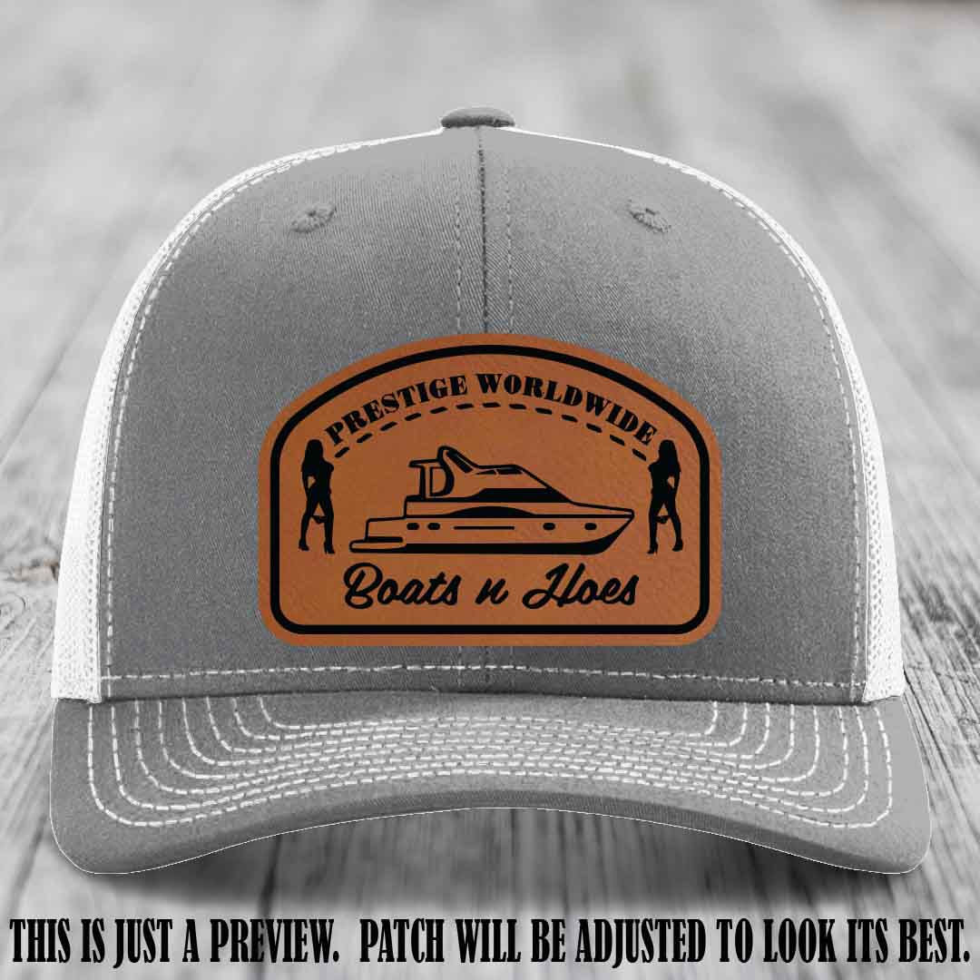 Prestige Worldwide Boats n Hoes Rawhide to Black Patch on Heather Grey to White Hat