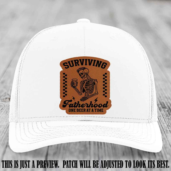 Surviving Fatherhood - Rawhide to Black Patch on White Hat, funny dad hat