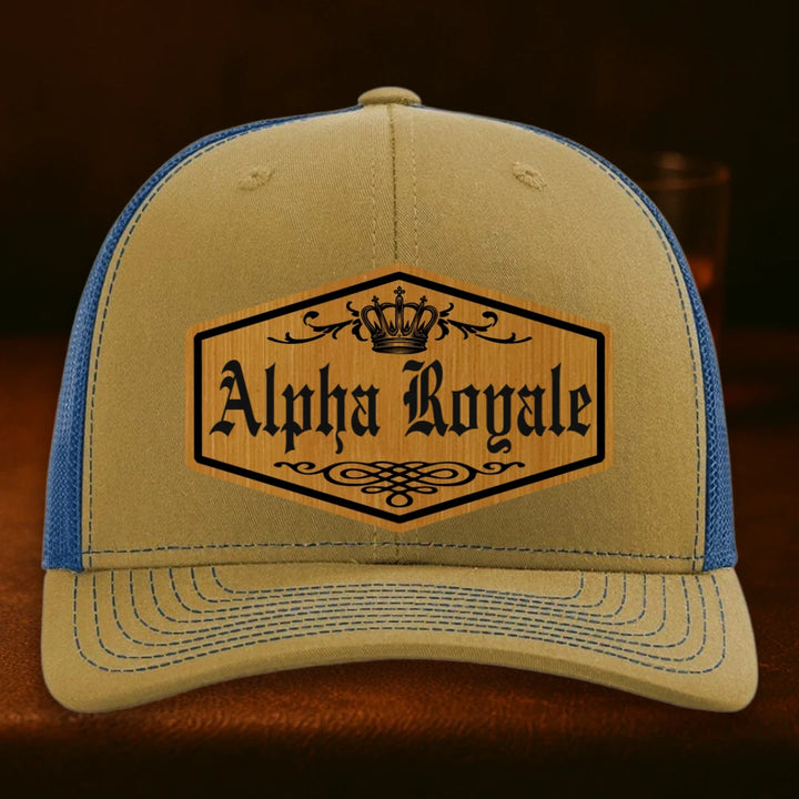 Alpha Royale Personalized Leather Patch Hat - Richardson 112 Biscuit To True Blue
