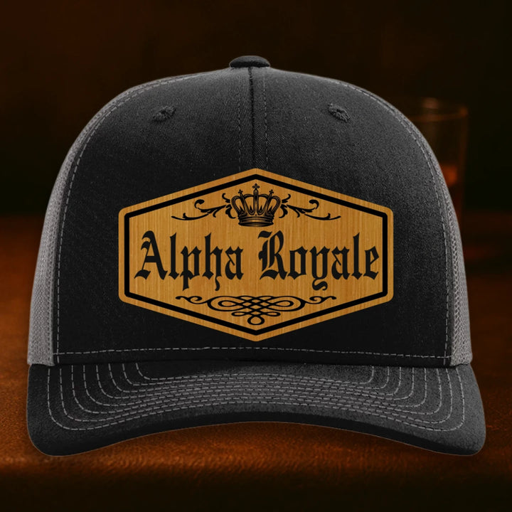 Alpha Royale Personalized Leather Patch Hat - Richardson 112 Black To Charcoal