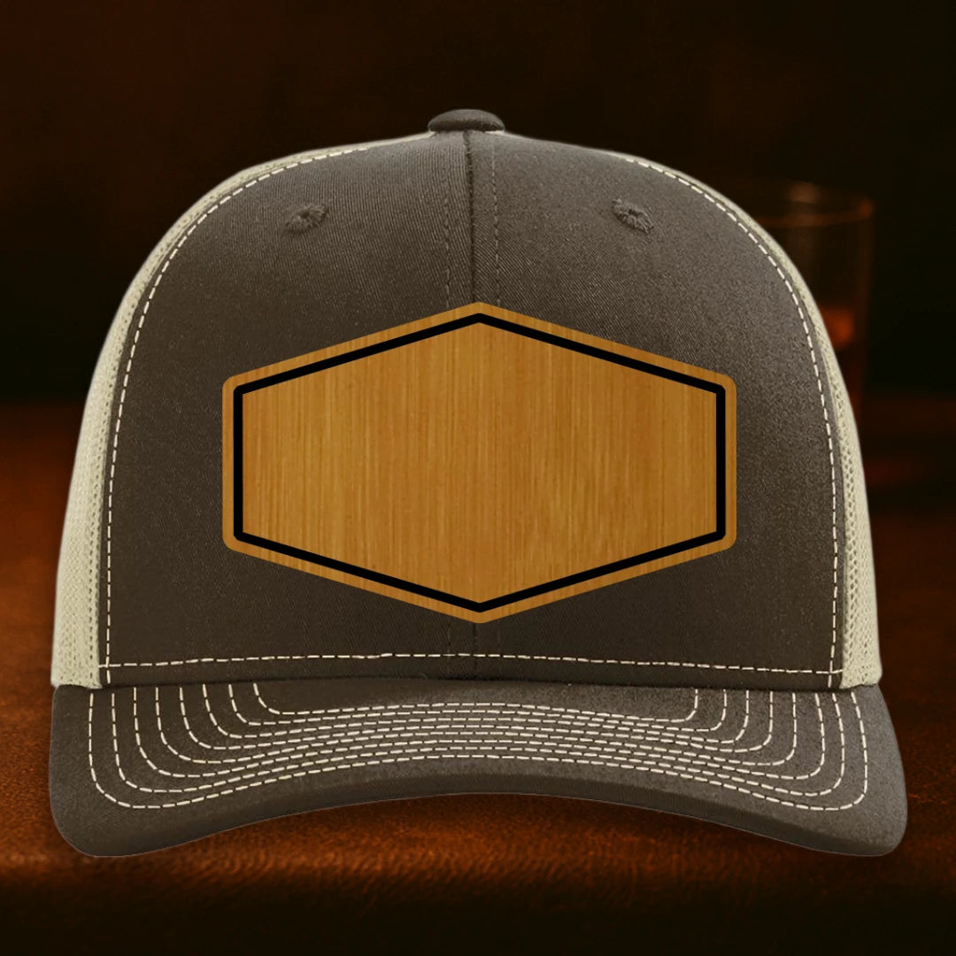Upload Your Logo Custom Leather Patch Hat - Richardson 112 Brown To Khaki