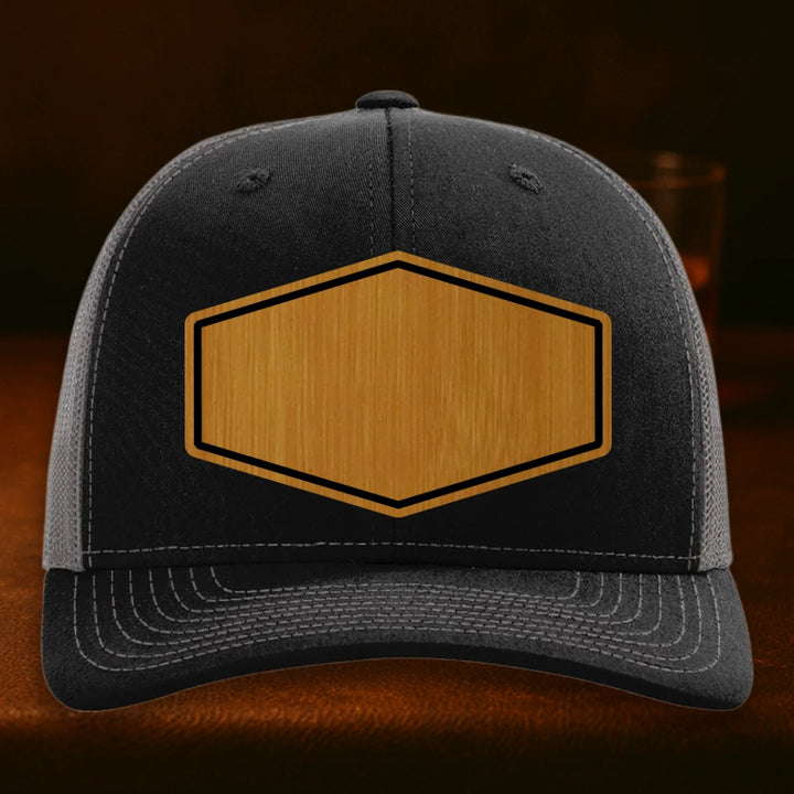 Upload Your Logo Custom Leather Patch Hat - Richardson 112 Black To Charcoal