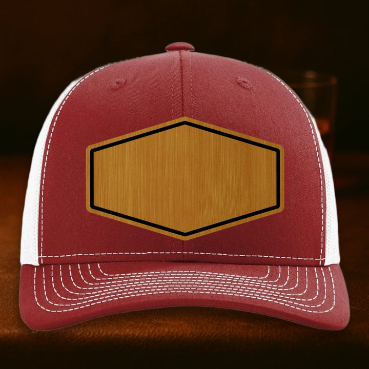 Upload Your Logo Custom Leather Patch Hat - Richardson 112 Cardinal To White