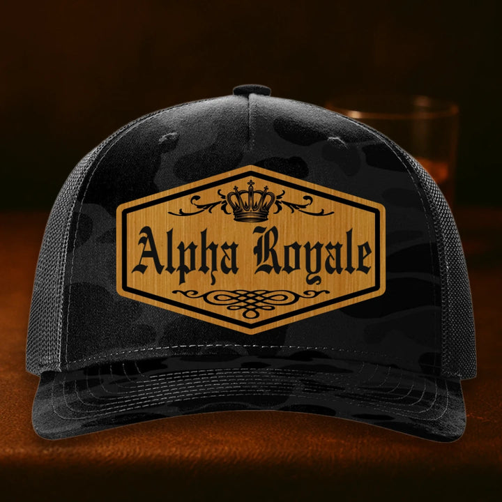 Alpha Royale Personalized Leather Patch Hat - Richardson 112PFP Sable Duck Camo To Black