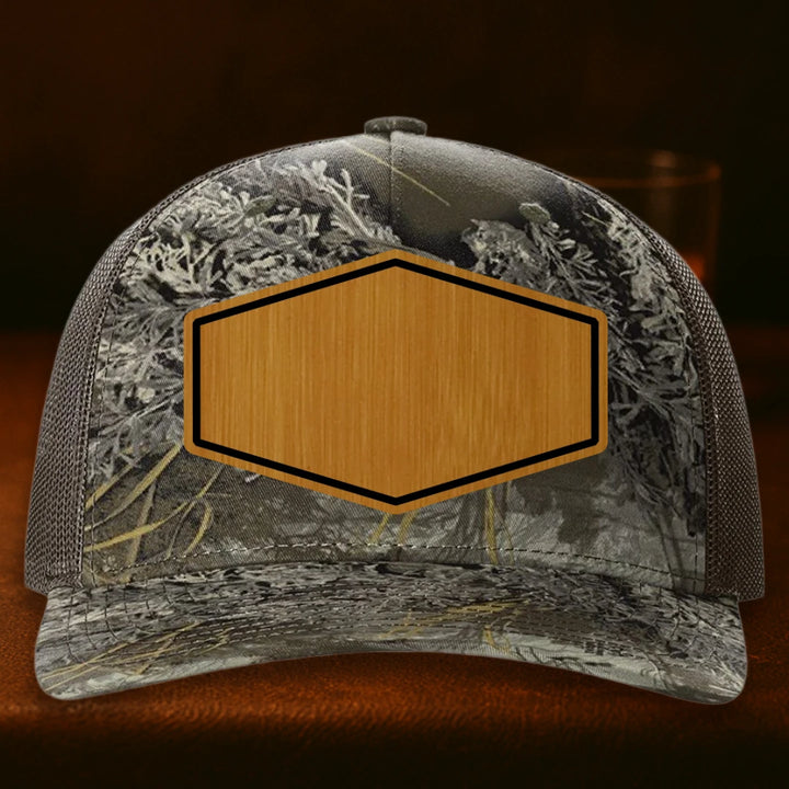 Upload Your Logo Custom Leather Patch Hat - Richardson 112PFP Realtree Max1 To Brown