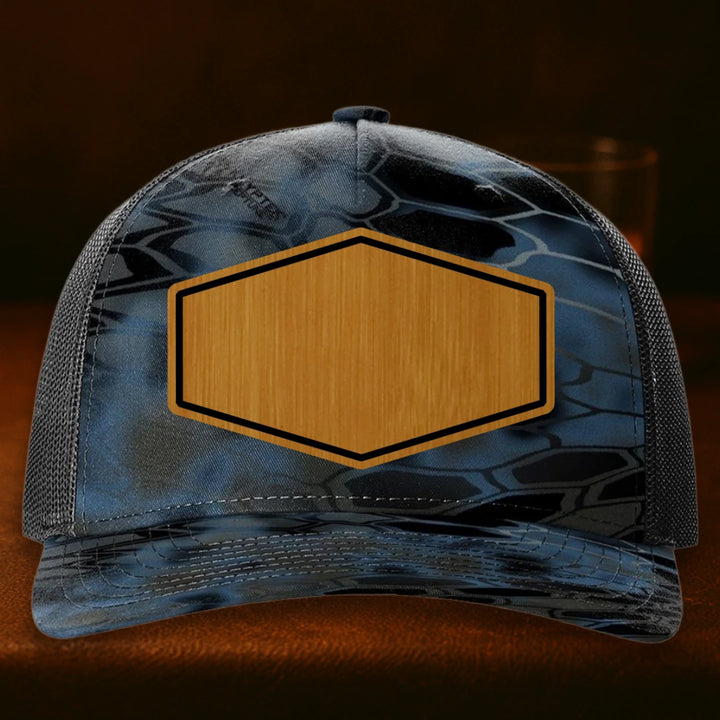Upload Your Logo Custom Leather Patch Hat - Richardson 112PFP Kryptek Neptune To Black