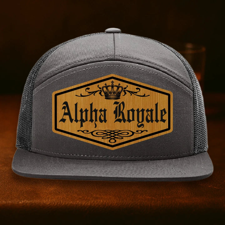 Alpha Royale Personalized Leather Patch Hat - Richardson 168 Charcoal To Black