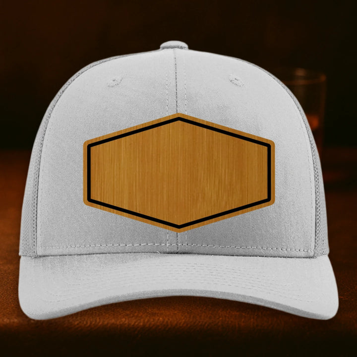Upload Your Logo Custom Leather Patch Hat - Richardson 112 Light Grey