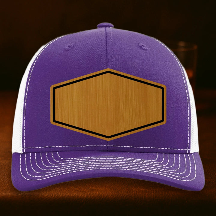 Upload Your Logo Custom Leather Patch Hat - Richardson 112 Purple To White