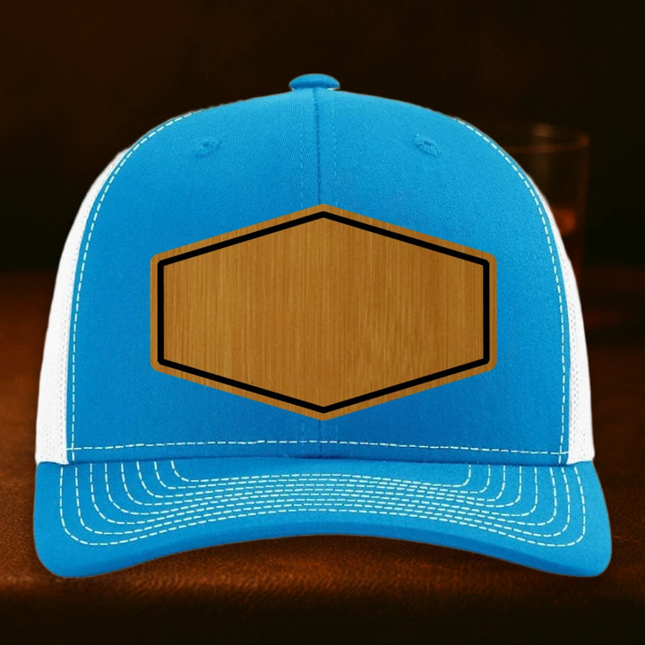 Upload Your Logo Custom Leather Patch Hat - Richardson 112 Cyan To White