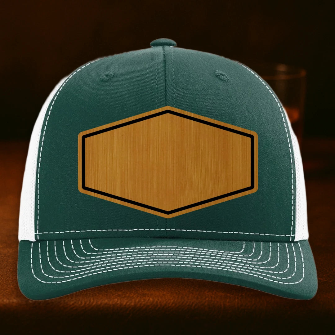 Upload Your Logo Custom Leather Patch Hat - Richardson 112 Dark Green To White