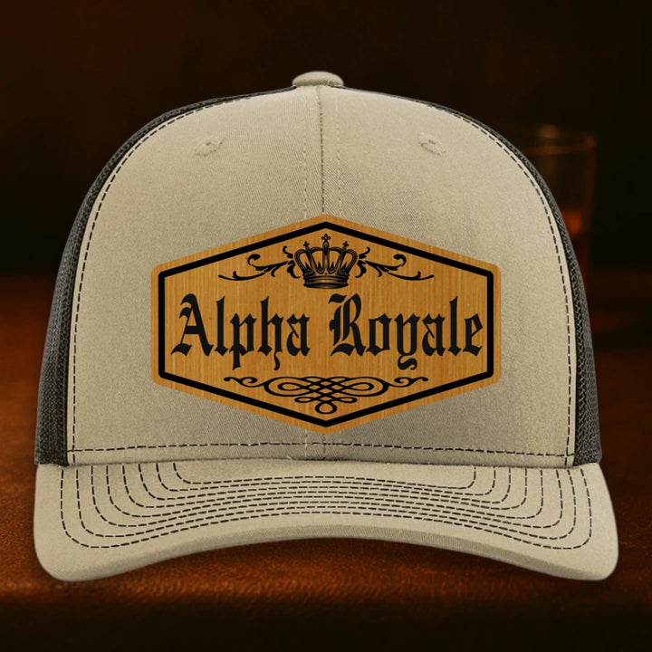 Alpha Royale Personalized Leather Patch Hat - Richardson 112 Khaki To Coffee