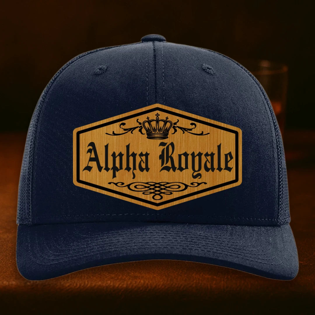Alpha Royale Personalized Leather Patch Hat - Richardson 112 Navy