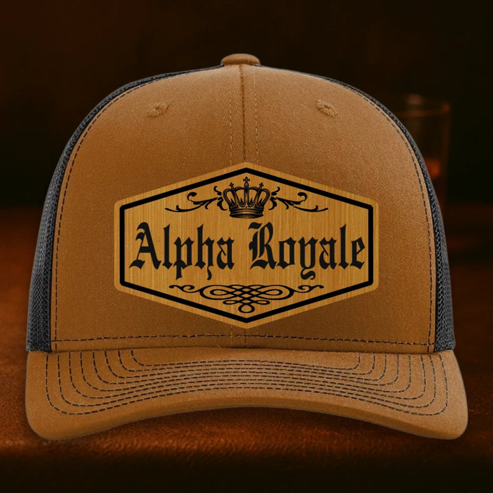 Alpha Royale Personalized Leather Patch Hat - Richardson 112 Caramel To Black