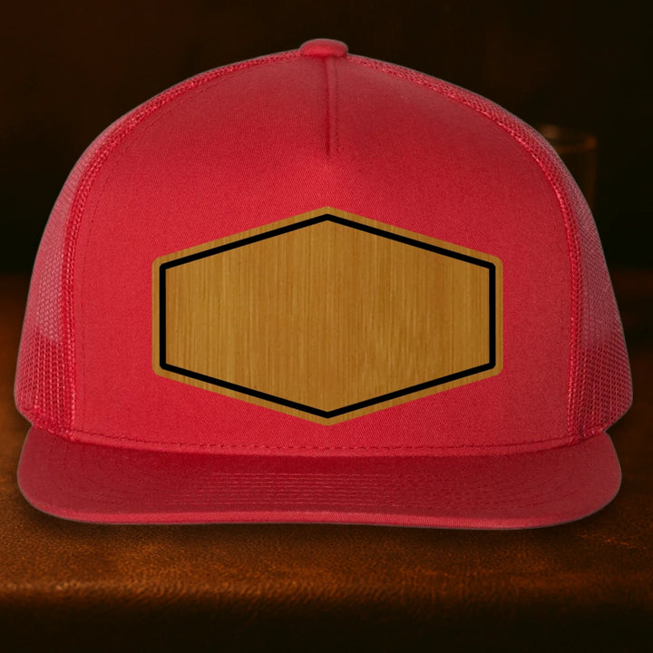 Upload Your Logo Custom Leather Patch Hat - Yupoong 6006 Red