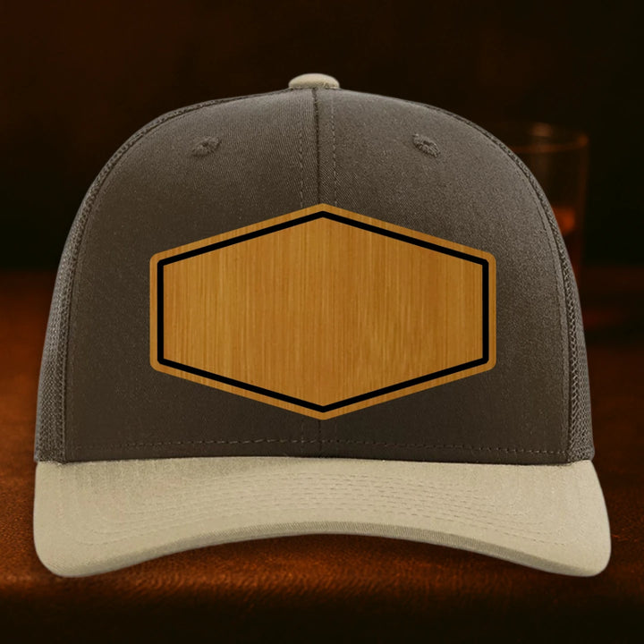 Upload Your Logo Custom Leather Patch Hat - Richardson 112 Brown To Khaki Combo