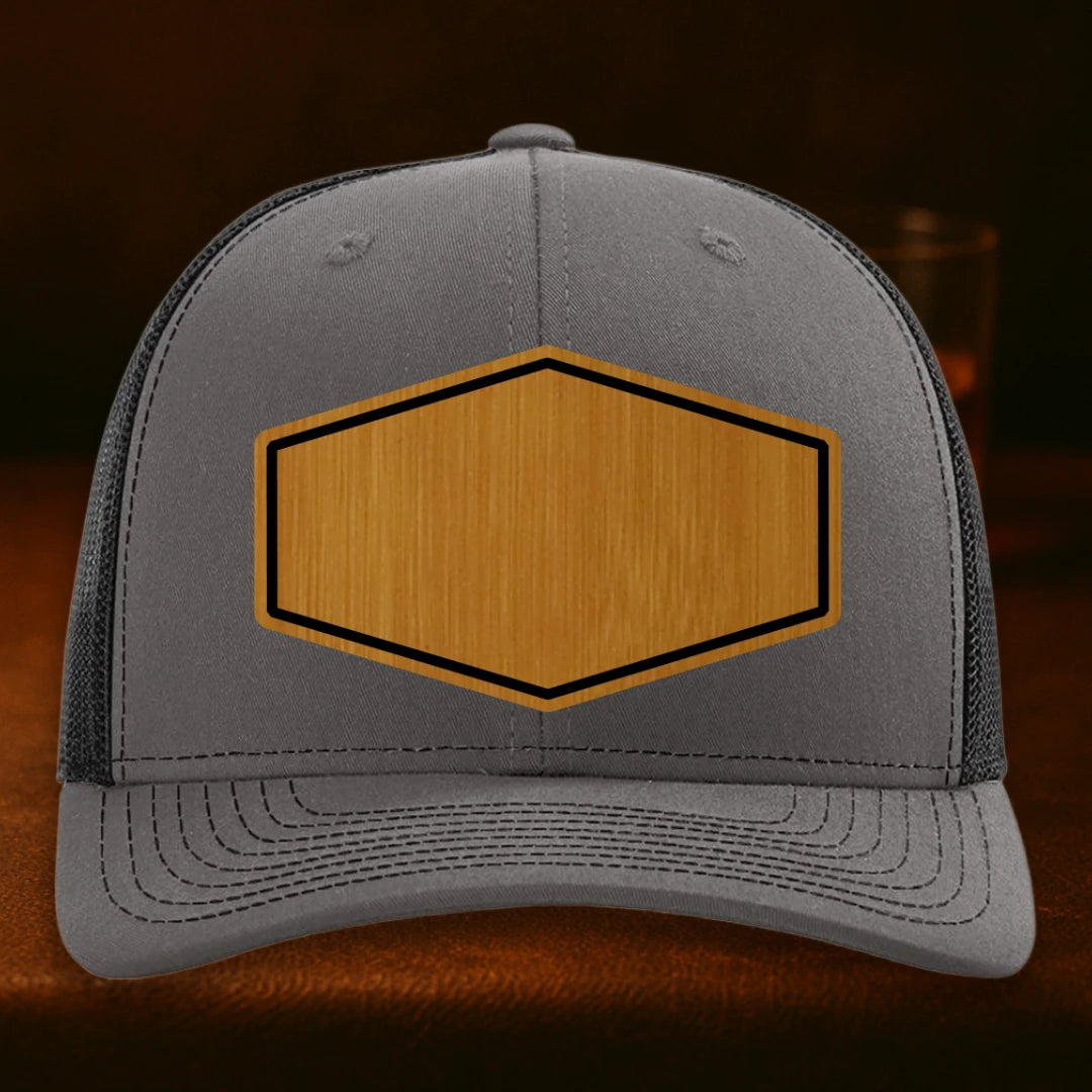 Upload Your Logo Custom Leather Patch Hat - Richardson 112 Charcoal To Black