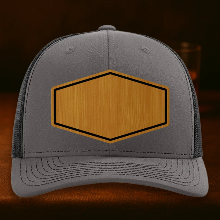 Upload Your Logo Custom Leather Patch Hat - Richardson 112 Charcoal To Black