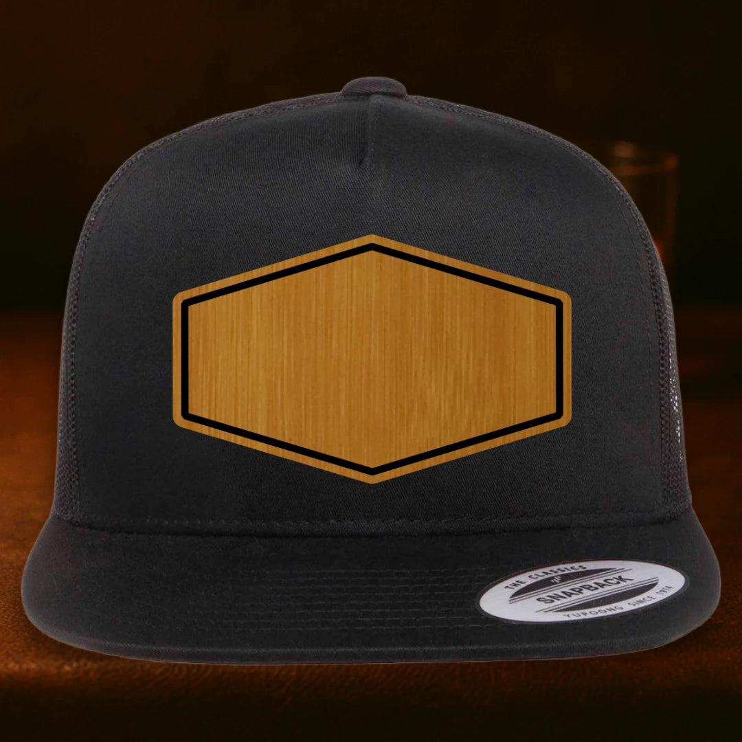 Upload Your Logo Custom Leather Patch Hat - Yupoong 6006 Black