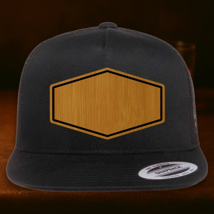 Upload Your Logo Custom Leather Patch Hat - Yupoong 6006 Black