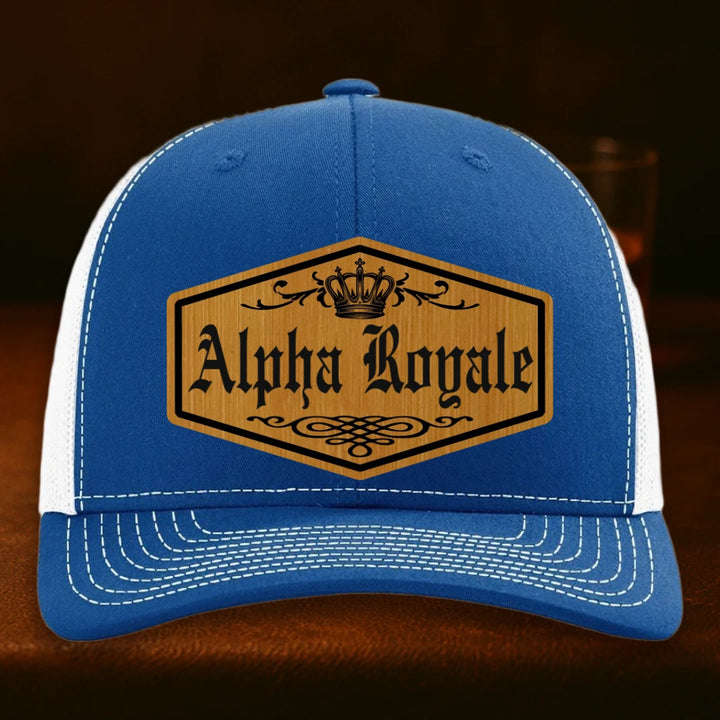 Alpha Royale Personalized Leather Patch Hat - Richardson 112 Royal To White