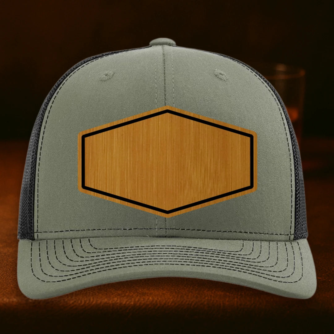 Upload Your Logo Custom Leather Patch Hat - Richardson 112 Loden To Black