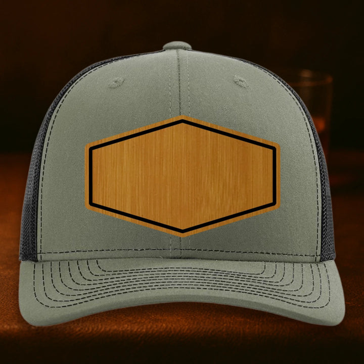 Upload Your Logo Custom Leather Patch Hat - Richardson 112 Loden To Black